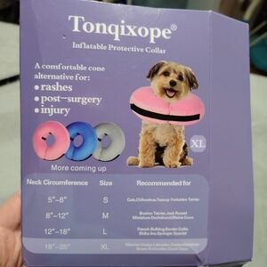 Tonqixope Inflatable Dog Collar XL Blue Soft Protective Surgery Donut Comfort